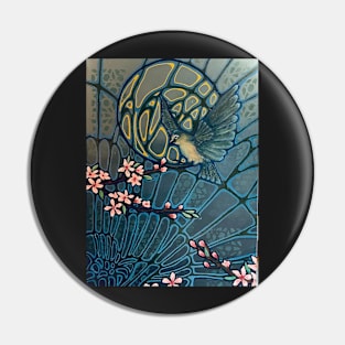 Bird and Cherry Blossom Pin