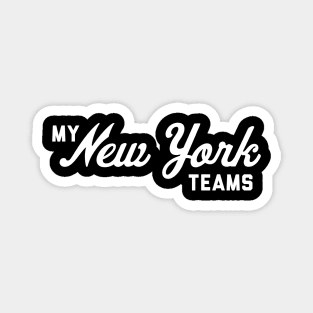 My New York Teams - White Magnet