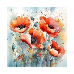 Watercolor Poppies T-Shirt