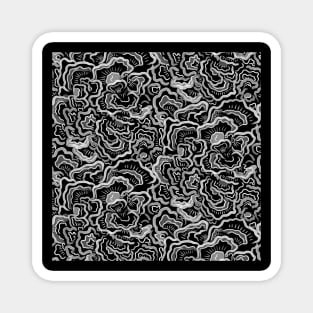 Black and White Mushroom Texture Magnet