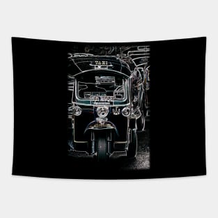 Tuk Tuks At Night In Thailand - Abstract Illustration Tapestry