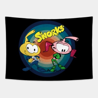 Bubbly Personalities Channel the Playful Nature and Colorful Lives of the Snorks Films Characters on a Tee Tapestry