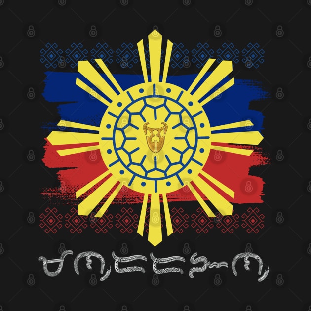 Philippine Flag/Sun / Baybayin word Mandarangan (Mandirigmang may Karangalan) by Pirma Pinas