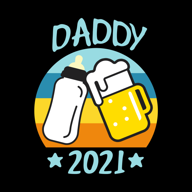 Daddy 2021 Father Papa Baby Birth funny Dad Mens by Foxxy Merch