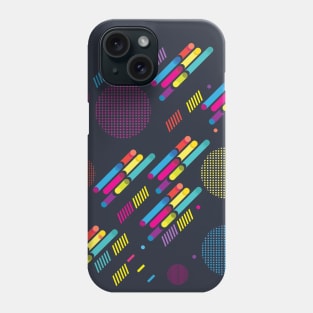 Abstract Dynamic Geometric Composition Contemporary Art. Modern Multi Colored, Minimalist Design. Yellow, Red, Navy Blue, Green Purple Colors Memphis Decorative Elements Patern, Hipster, Futuristic Concept. Phone Case