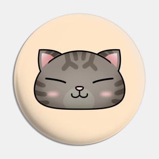 Cute Brown Tabby Cat Face Pin