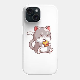 Cute cat eating pizza cartoon Phone Case