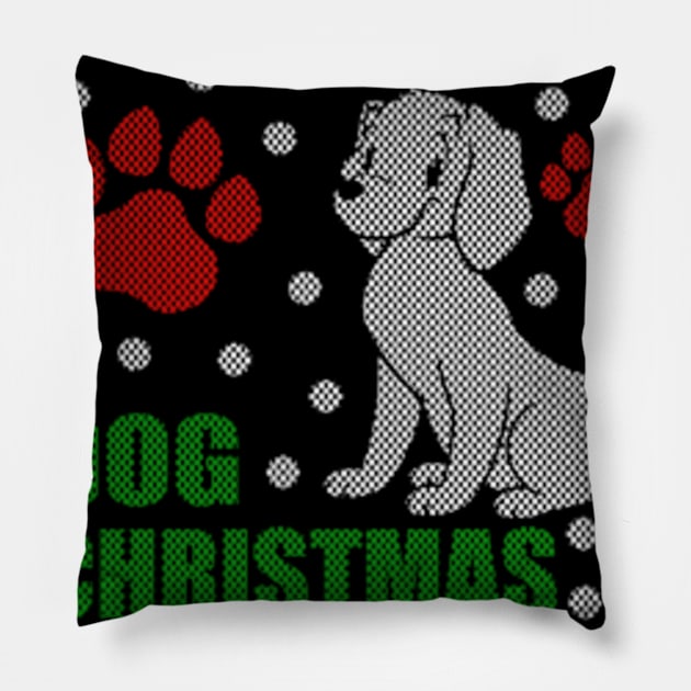 Dog Christmas Ugly Sweater Pillow by Him