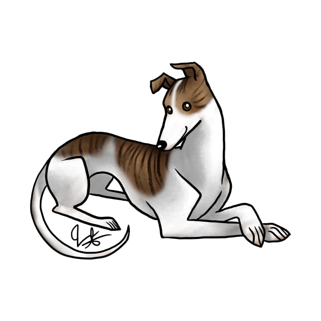 Dog - Greyhound - White and Brindle by Jen's Dogs Custom Gifts and Designs