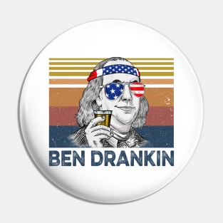 Ben Drankin Benjamin Franklin 4th Of July Vintage Shirt Pin