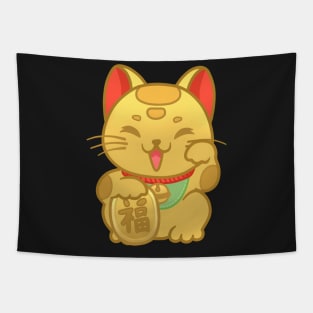 Golden Maneki Neko Tapestry