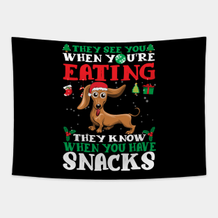 Christmas Dog Eating Snacks Tapestry