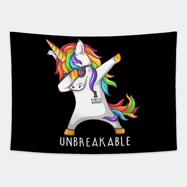 DIABETES Warrior Unbreakable Unicorn Dabbing Tapestry by ThePassion99