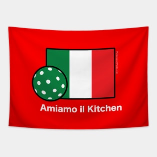 Amiamo il Kitchen. We Love the Kitchen Italian Flag Pickleball Shirt. On Dark. Tapestry