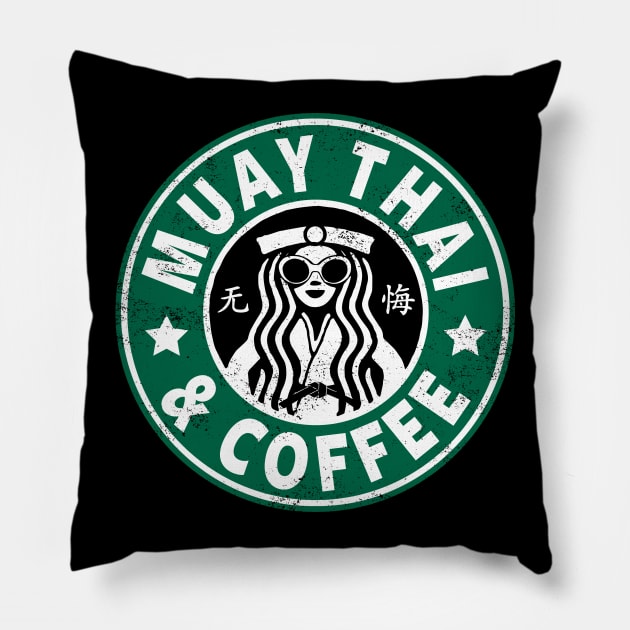 MUAY THAI - MUAY THAI AND COFFEE Pillow by Tshirt Samurai