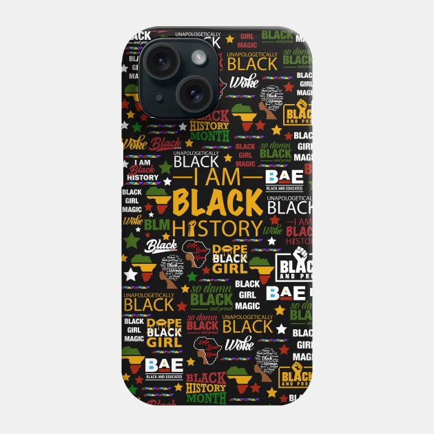 I Am Black History Month Pattern Phone Case by blackartmattersshop