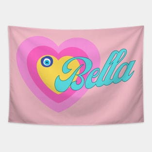 Bella in Colorful Heart Illustration Tapestry