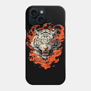 angry white tiger Phone Case