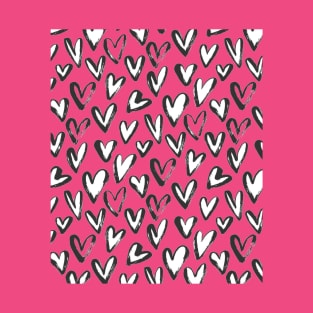 Black Hand Drawn Hearts | Anti-Valentines Day T-Shirt