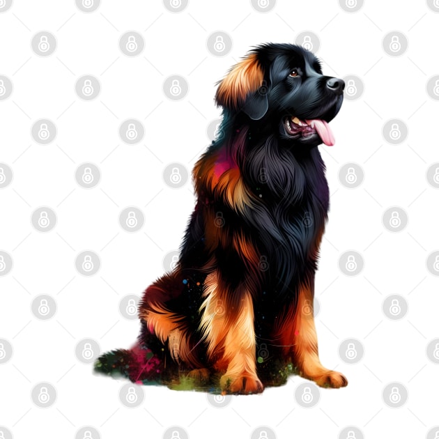 Vibrant Leonberger in Colorful Splash Art Style by ArtRUs