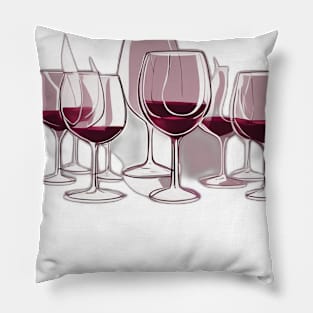 Elegant Wine Glass Symphony Illustration No. 655 Pillow