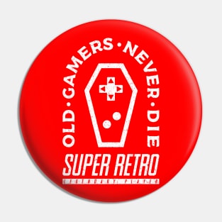 Old Gamers Never Die - Vintage White Pin