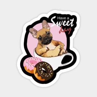 french bulldog coffee and donuts Magnet