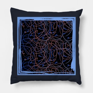 Abstraction with doodles in light blue frame Pillow