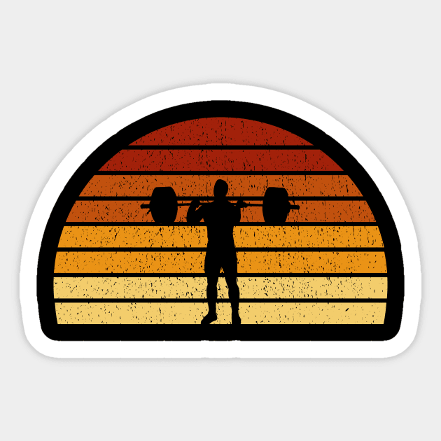 Vintage Sunset Weightlifting Gift For Weightlifters - Weightlifting -  Sticker