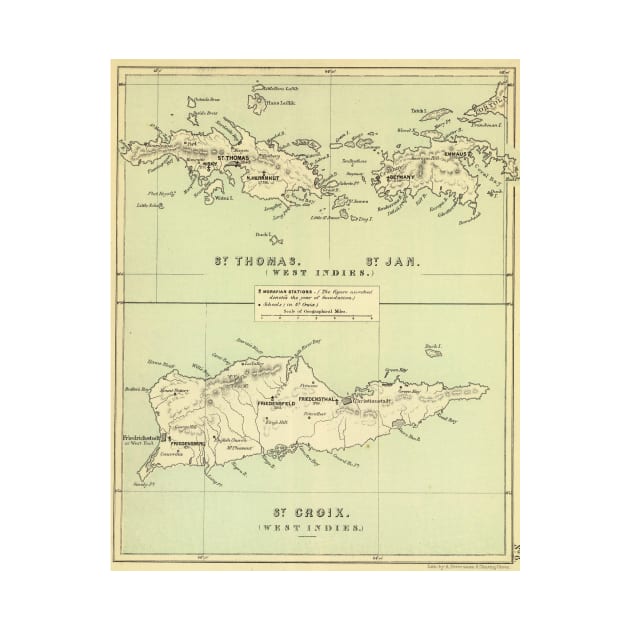 Vintage Map of The Virgin Islands (1853) by Bravuramedia