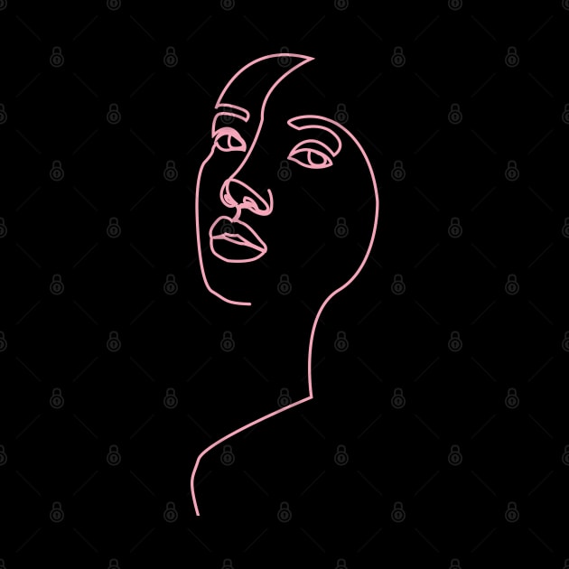 One Line Digital Art - Black pink by Teephical