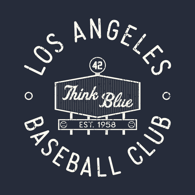 Retro LA Baseball Club Stamp Logo (White) by Double-Double Designs