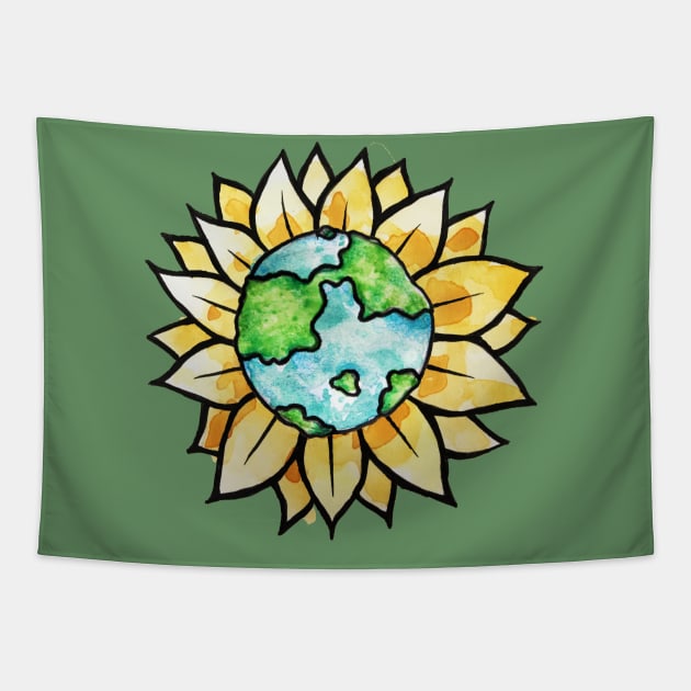 Sunflower Earth day Tapestry by bubbsnugg