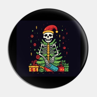 skeleton Santa Pin