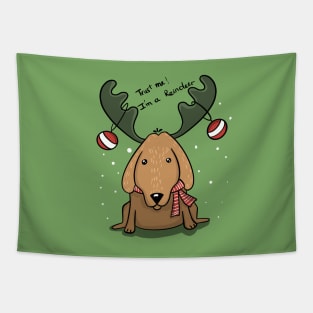 Golden Retriever Dressed Up As Christmas Deer Tapestry