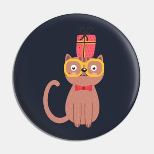 Nerd Cat with Gift Pin