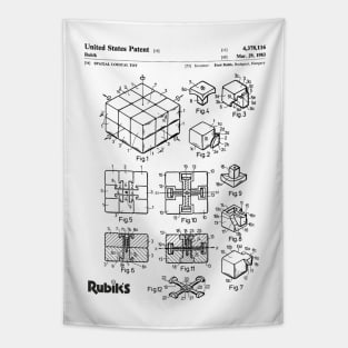 Rubik's Cube Patent Black Tapestry