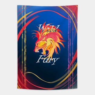 Wild Fury Fire Lion with deco Tapestry