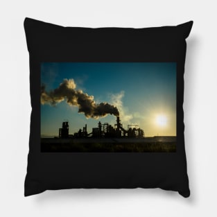 Smoking chimney  at sunset Pillow