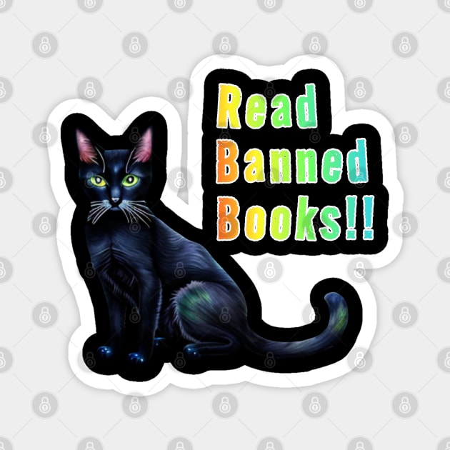 Batman says Read Banned Books! Rainbow Text Magnet by Gold Dust Publishing