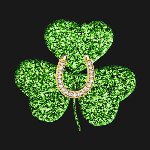 Faux Green Glitter Shamrock With A Horseshoe by Atteestude