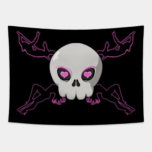 Pole dancing crew Jolly Roger pirate flag (no caption) Tapestry