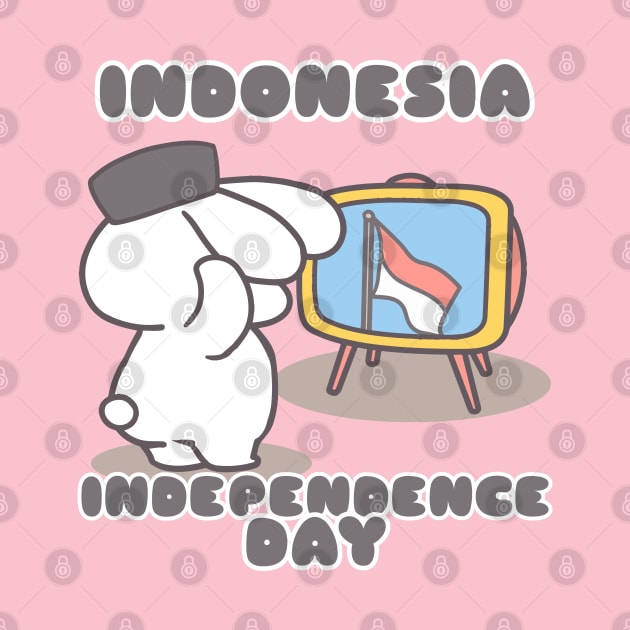 Cute Bunny Celebrating Indonesia's Independence Day by LoppiTokki