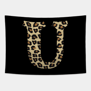 Letter U Leopard Cheetah Monogram Initial Tapestry