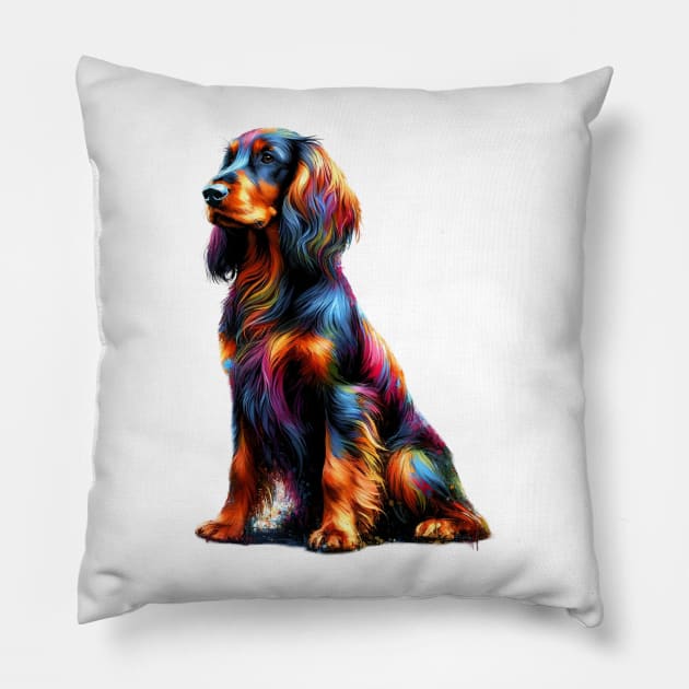 Colorful Deutscher Wachtelhund in Expressive Splash Art Pillow by ArtRUs