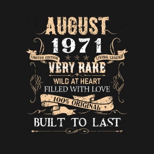 51 Years Old 51st Birthday Decoration Vintage August 1971 T-Shirt