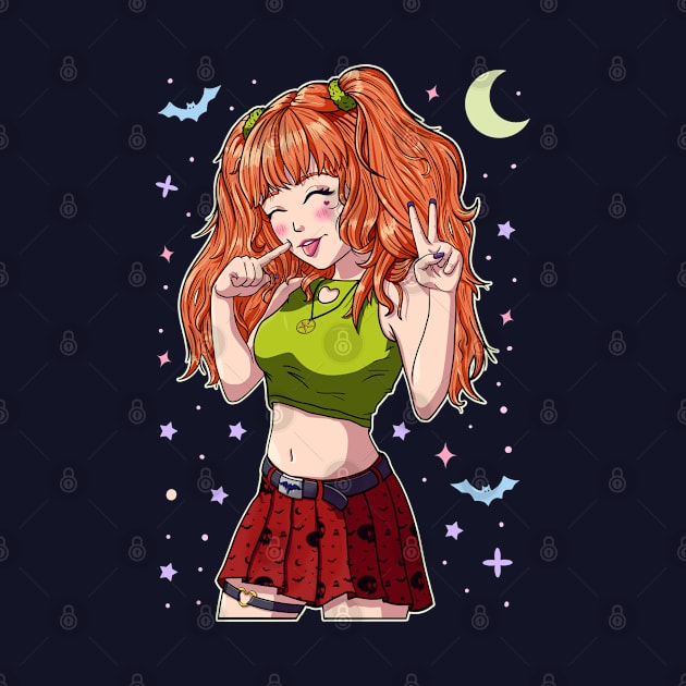 Cute Anime Girl Redhead by Dener Queiroz