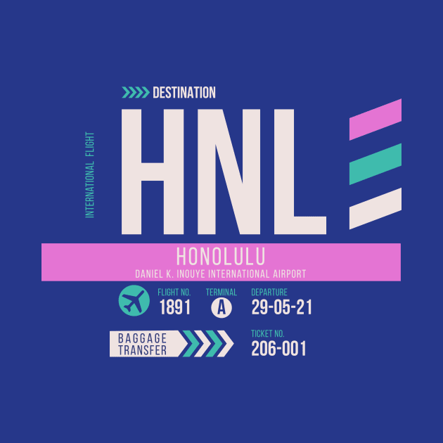 Honolulu (HNL) Airport Code Baggage Tag by SLAG_Creative