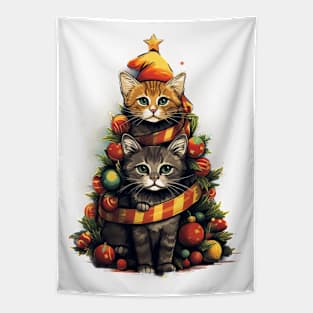 Cat Christmas Tree Tapestry