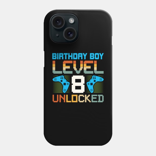 Birthday Boy Level 8 Unlocked Gamer Birthday Phone Case by busines_night